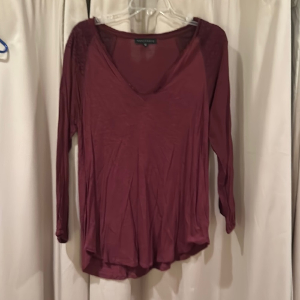 Sanctuary Wine Colored V Neck Shirt